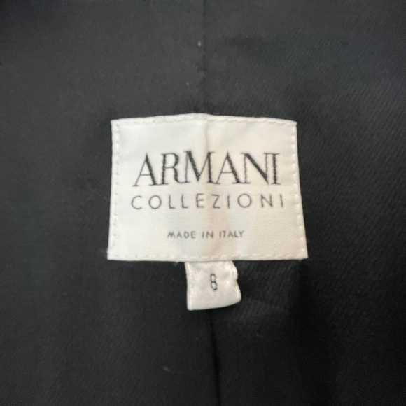 Armani Collezioni Womens Blazer Size 8 Pinstripe 1-Button Wool Blend Bow Back - Picture 7 of 9